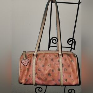Dooney And Bourke Vintage Signature DB Pink Rainbow Mini Barrel Leather Purse